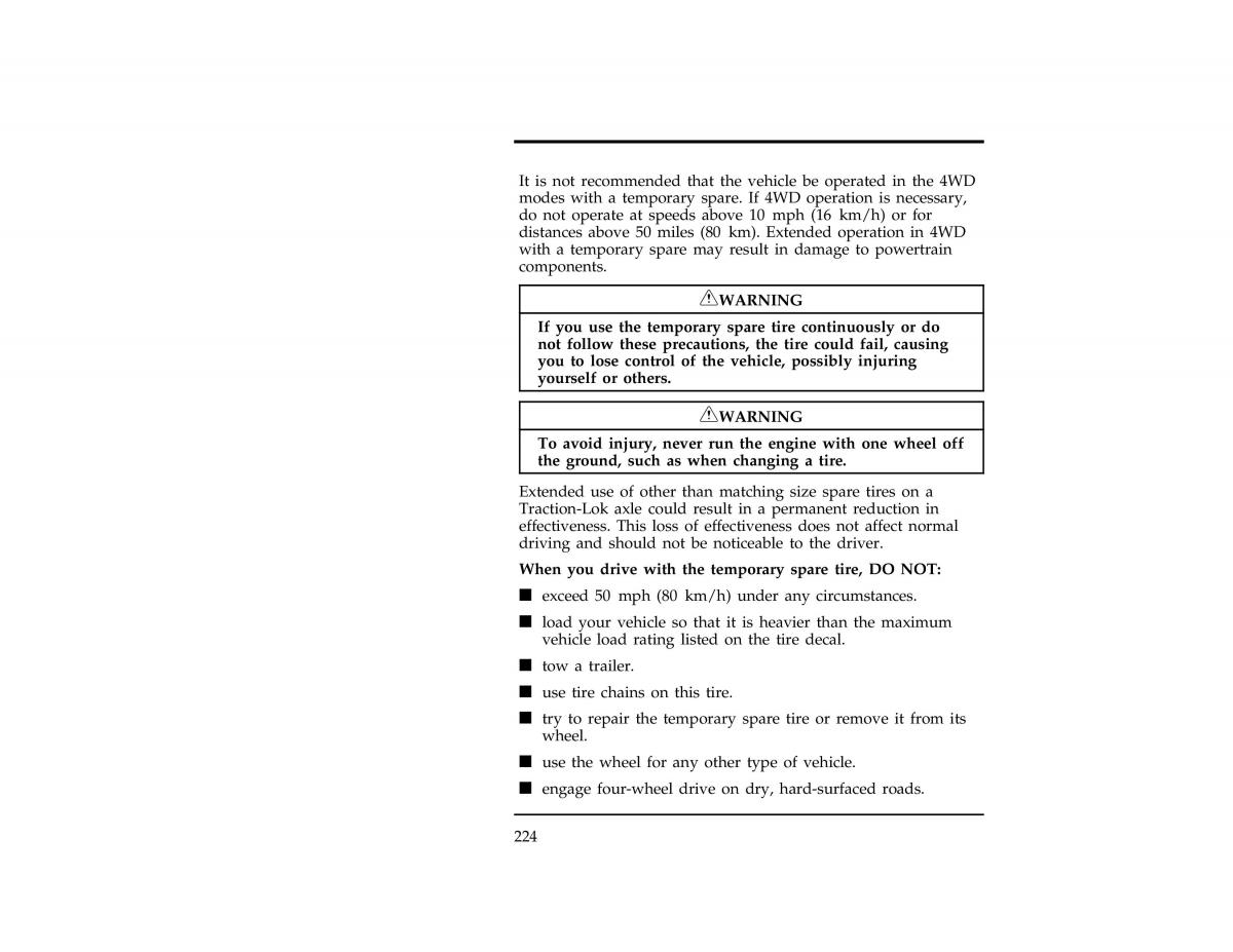 Ford Ranger owners manual / page 224