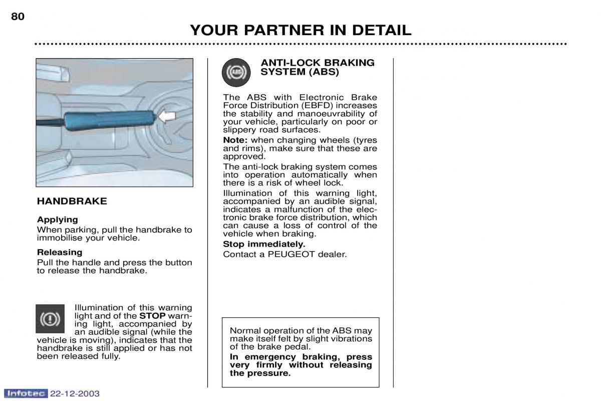 Peugeot Partner I 1 owners manual / page 70