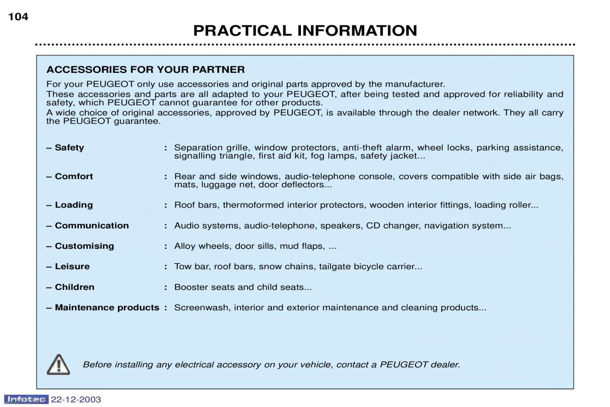 Peugeot Partner I 1 owners manual / page 6