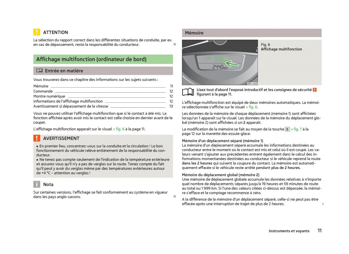 Skoda Citigo manuel du proprietaire / page 13