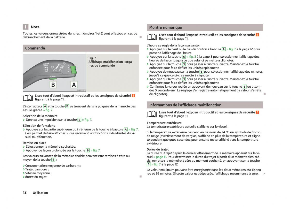 Skoda Citigo manuel du proprietaire / page 14