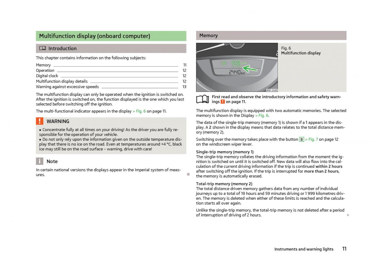 Skoda Citigo owners manual / page 13