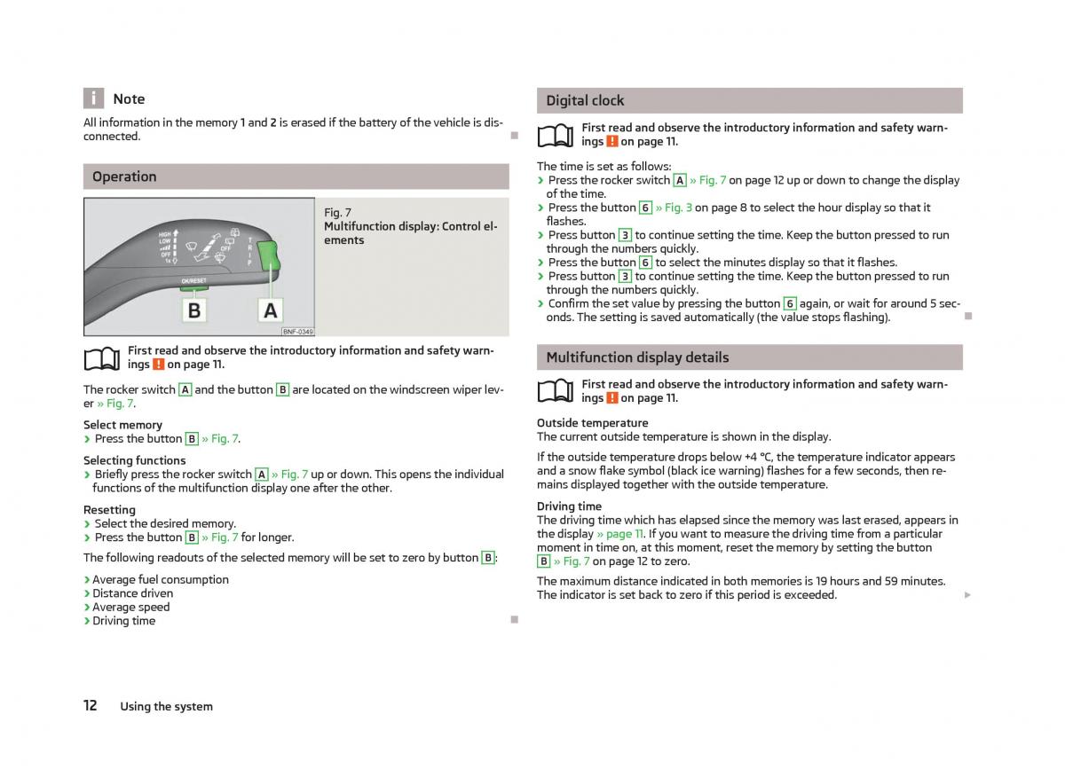 Skoda Citigo owners manual / page 14