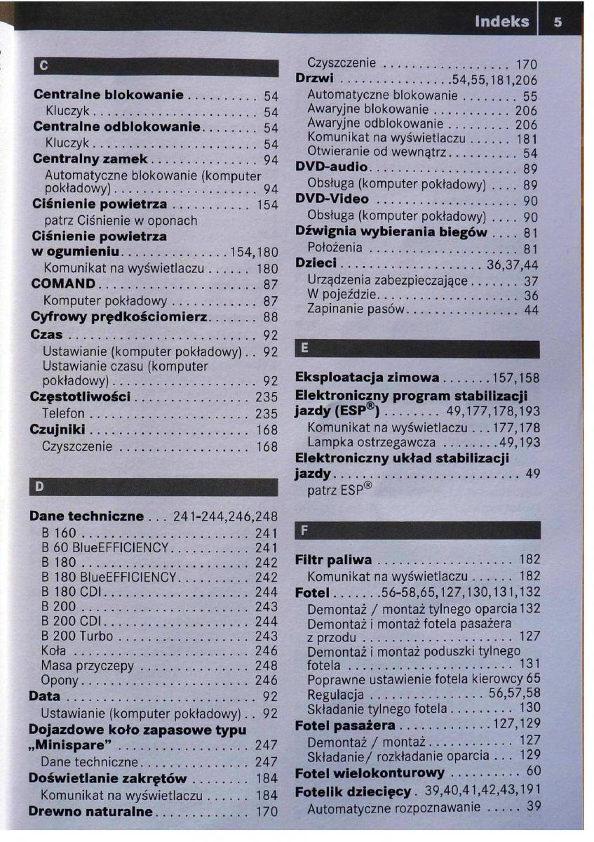 Mercedes Benz B Class W245 instrukcja obslugi / page 6