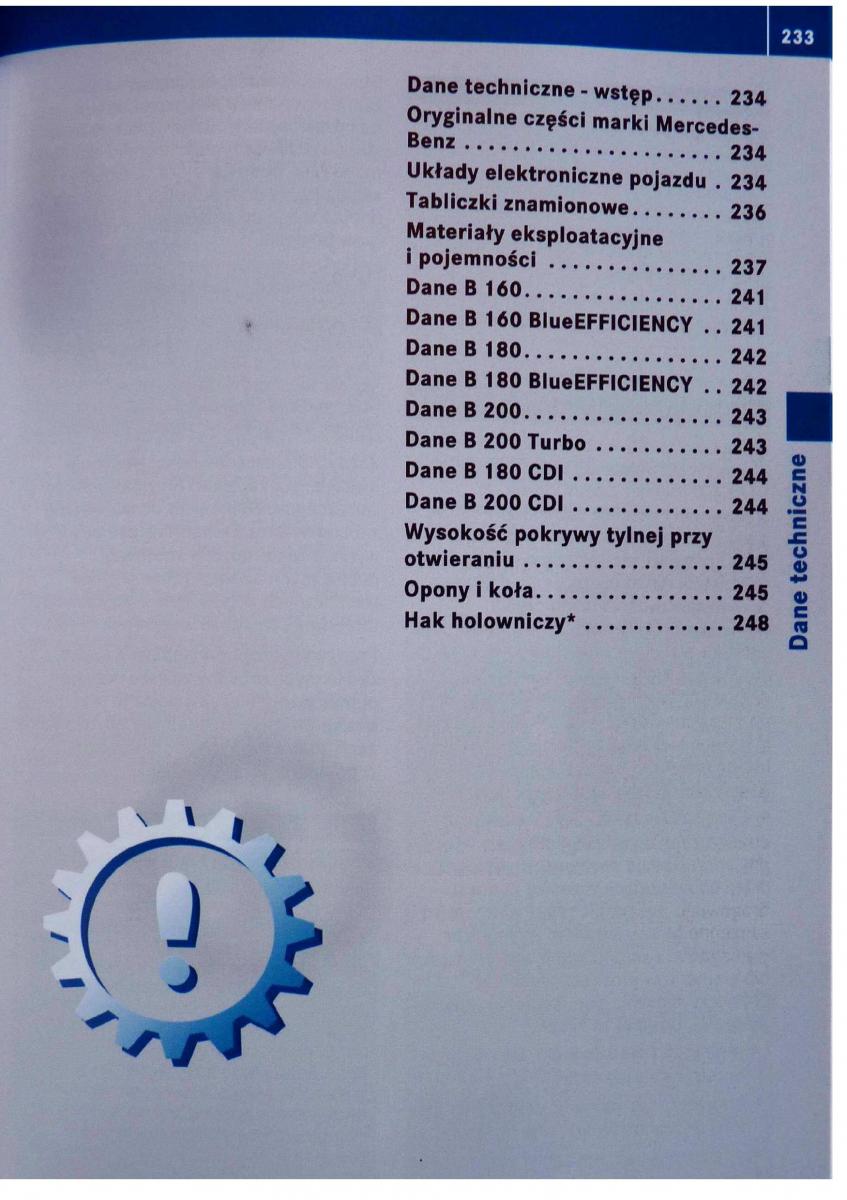 Mercedes Benz B Class W245 instrukcja obslugi / page 234