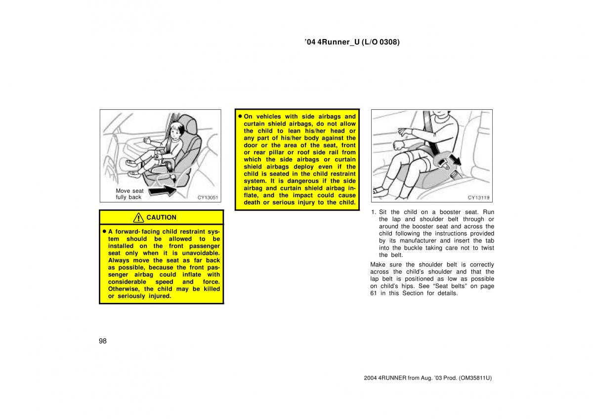 Toyota 4Runner 4 IV N210 owners manual / page 98