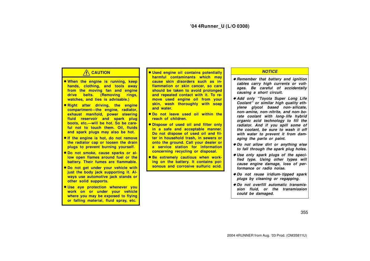 Toyota 4Runner 4 IV N210 owners manual / page 355