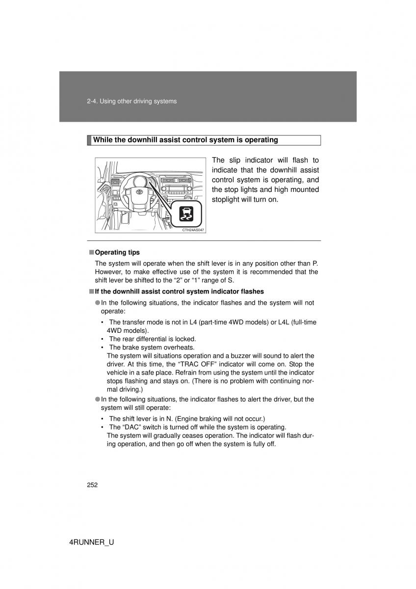 Toyota 4Runner 5 V N280 owners manual / page 221