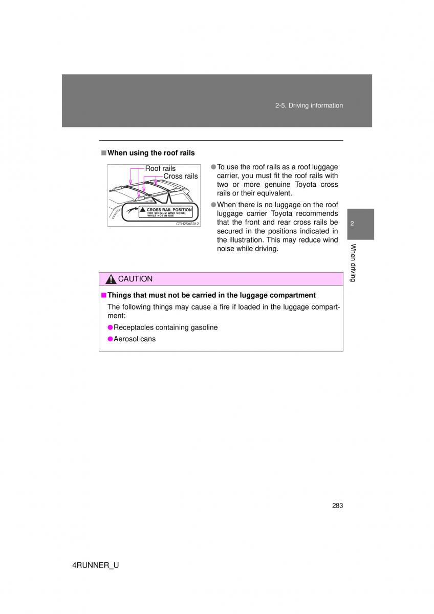 Toyota 4Runner 5 V N280 owners manual / page 252