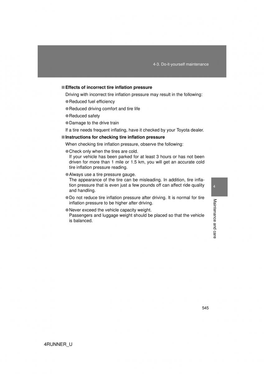 Toyota 4Runner 5 V N280 owners manual / page 511