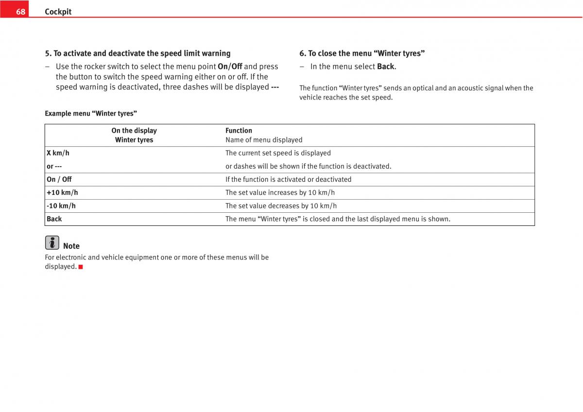 Seat Altea owners manual / page 70