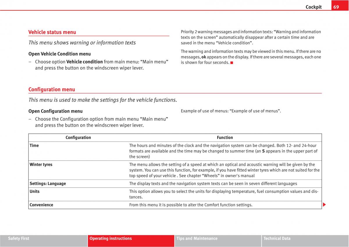 Seat Altea owners manual / page 71