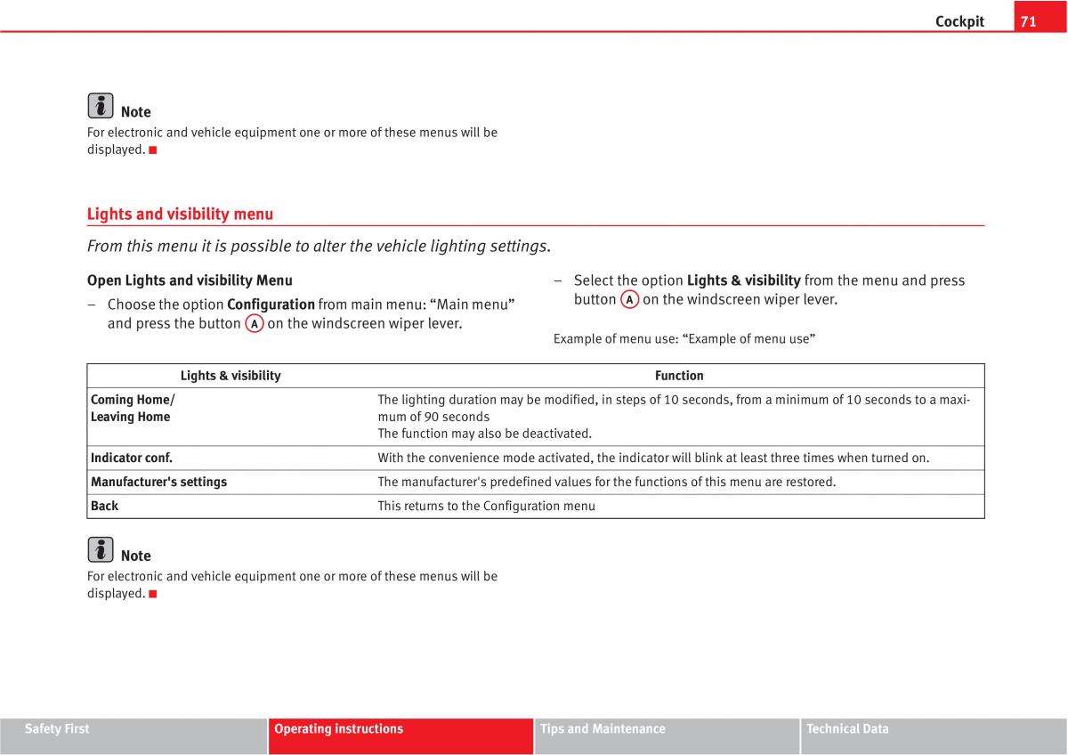 Seat Altea owners manual / page 73