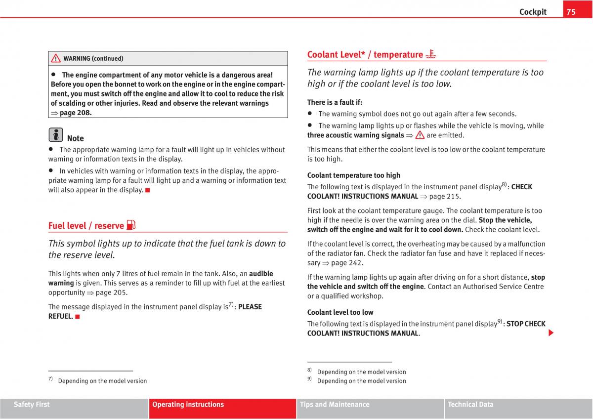 Seat Altea owners manual / page 77