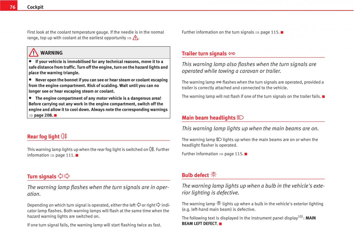 Seat Altea owners manual / page 78