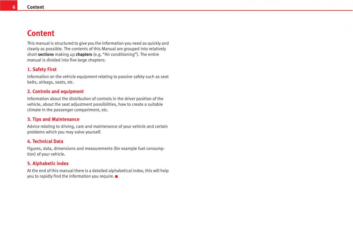 Seat Altea owners manual / page 8