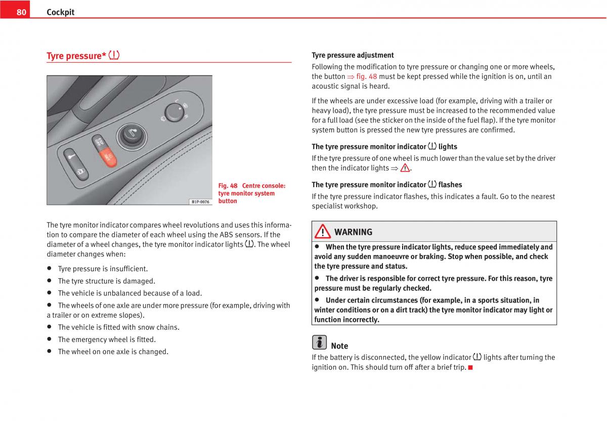 Seat Altea owners manual / page 82