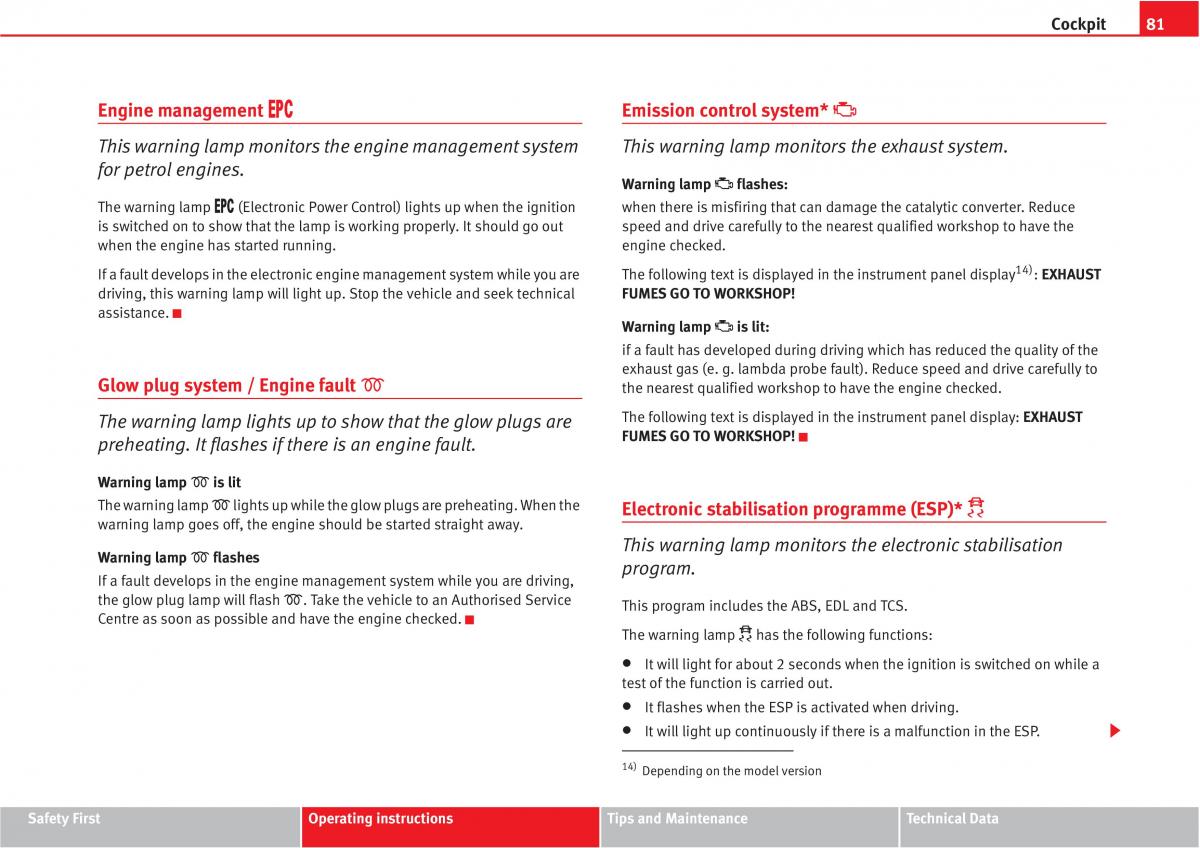 Seat Altea owners manual / page 83