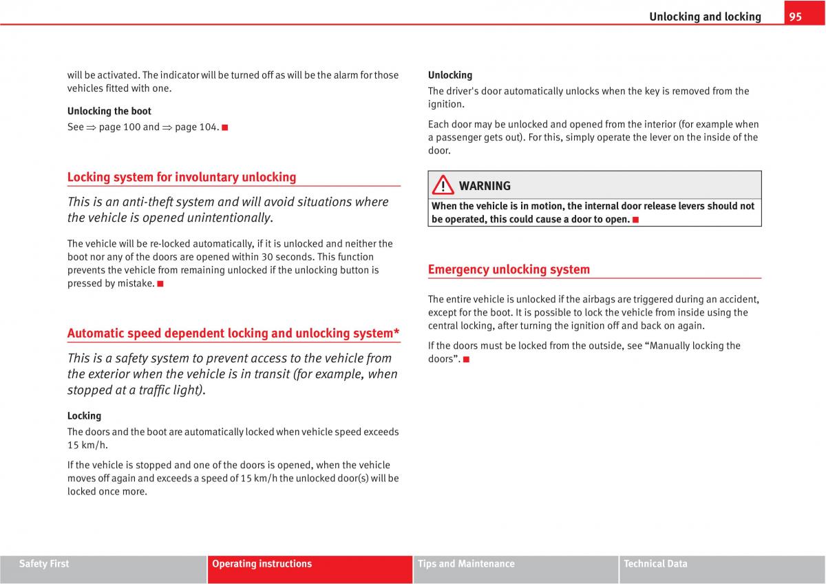 Seat Altea owners manual / page 97