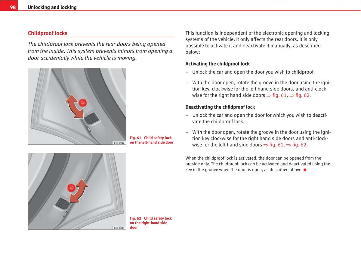 Seat Altea owners manual / page 100