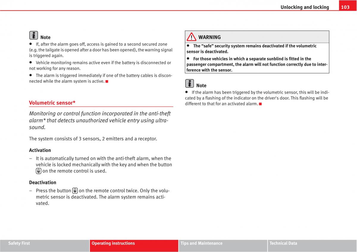 Seat Altea owners manual / page 105