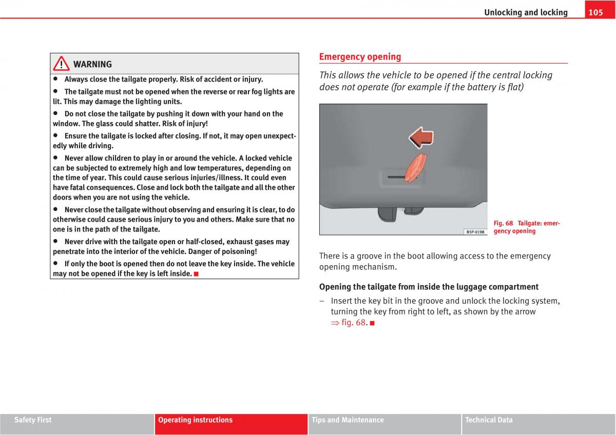 Seat Altea owners manual / page 107