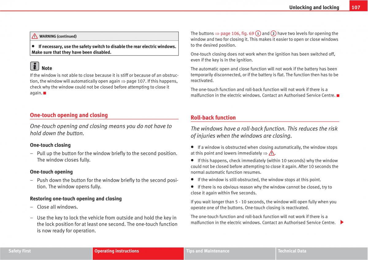 Seat Altea owners manual / page 109