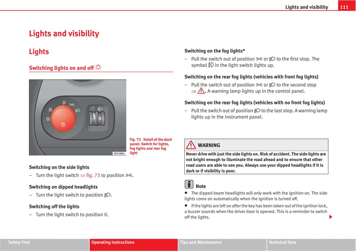 Seat Altea owners manual / page 113
