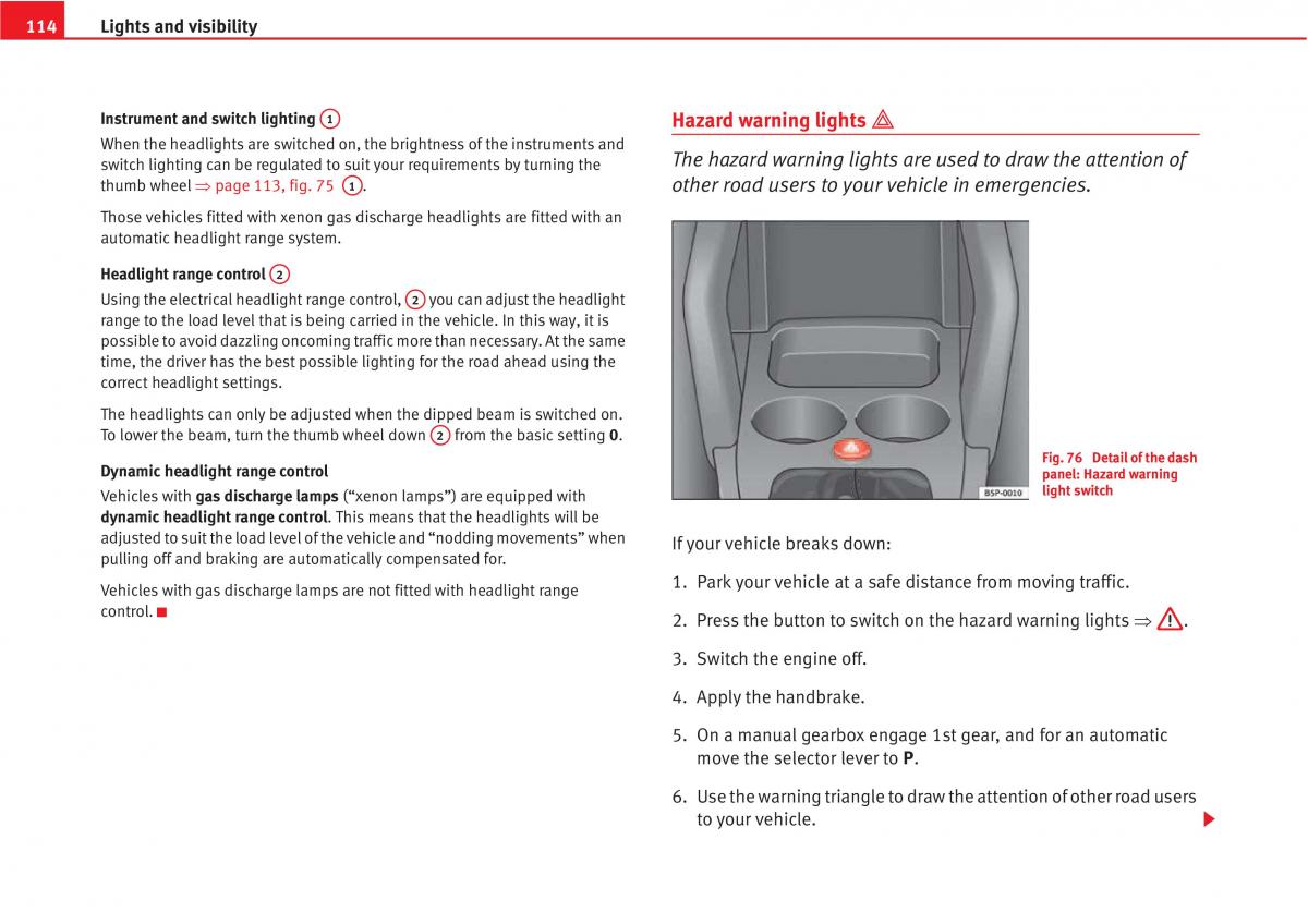 Seat Altea owners manual / page 116