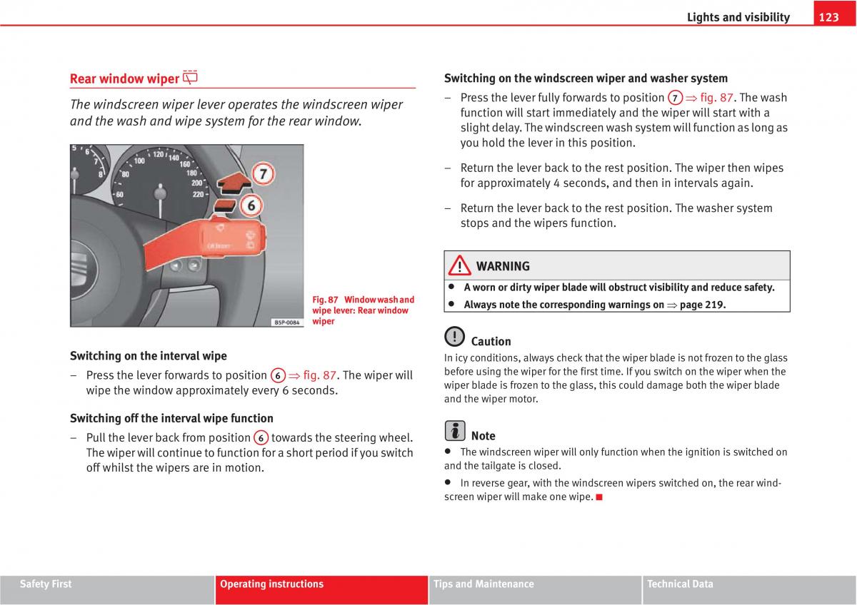 Seat Altea owners manual / page 125