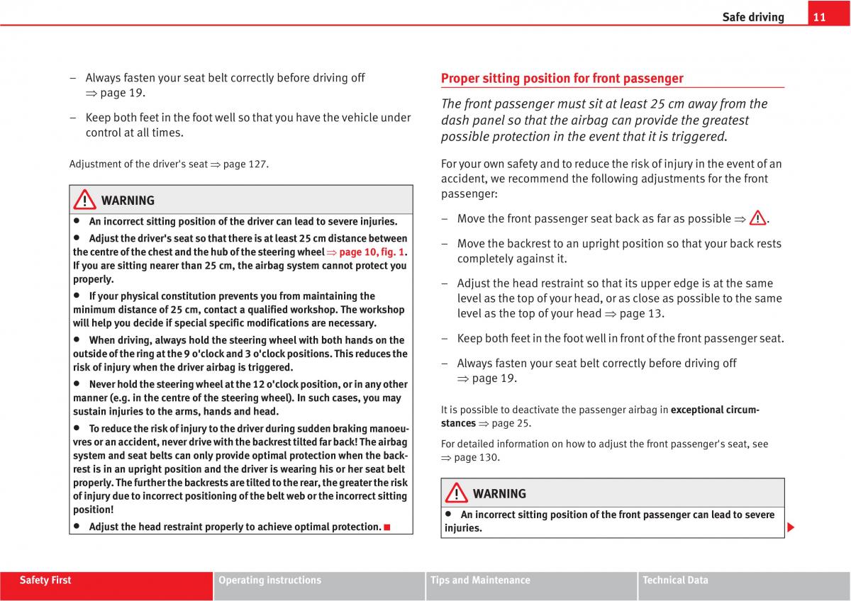 Seat Altea owners manual / page 13