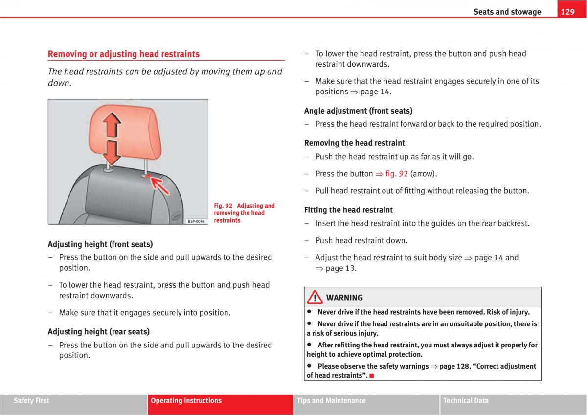 Seat Altea owners manual / page 131