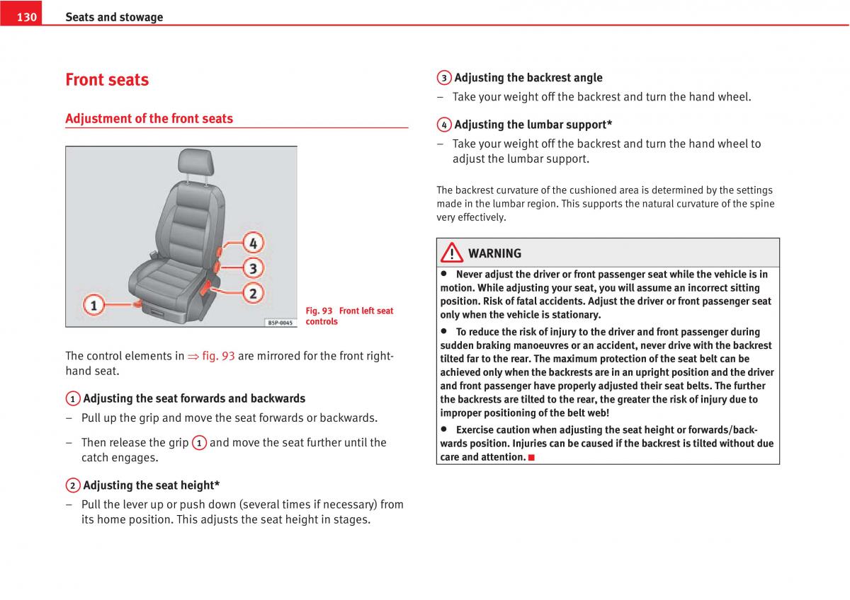 Seat Altea owners manual / page 132