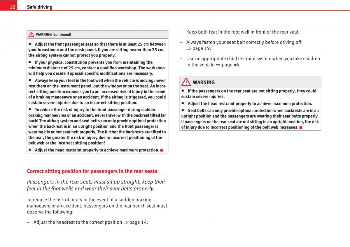 Seat Altea owners manual / page 14