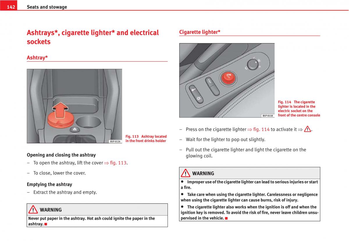 Seat Altea owners manual / page 144