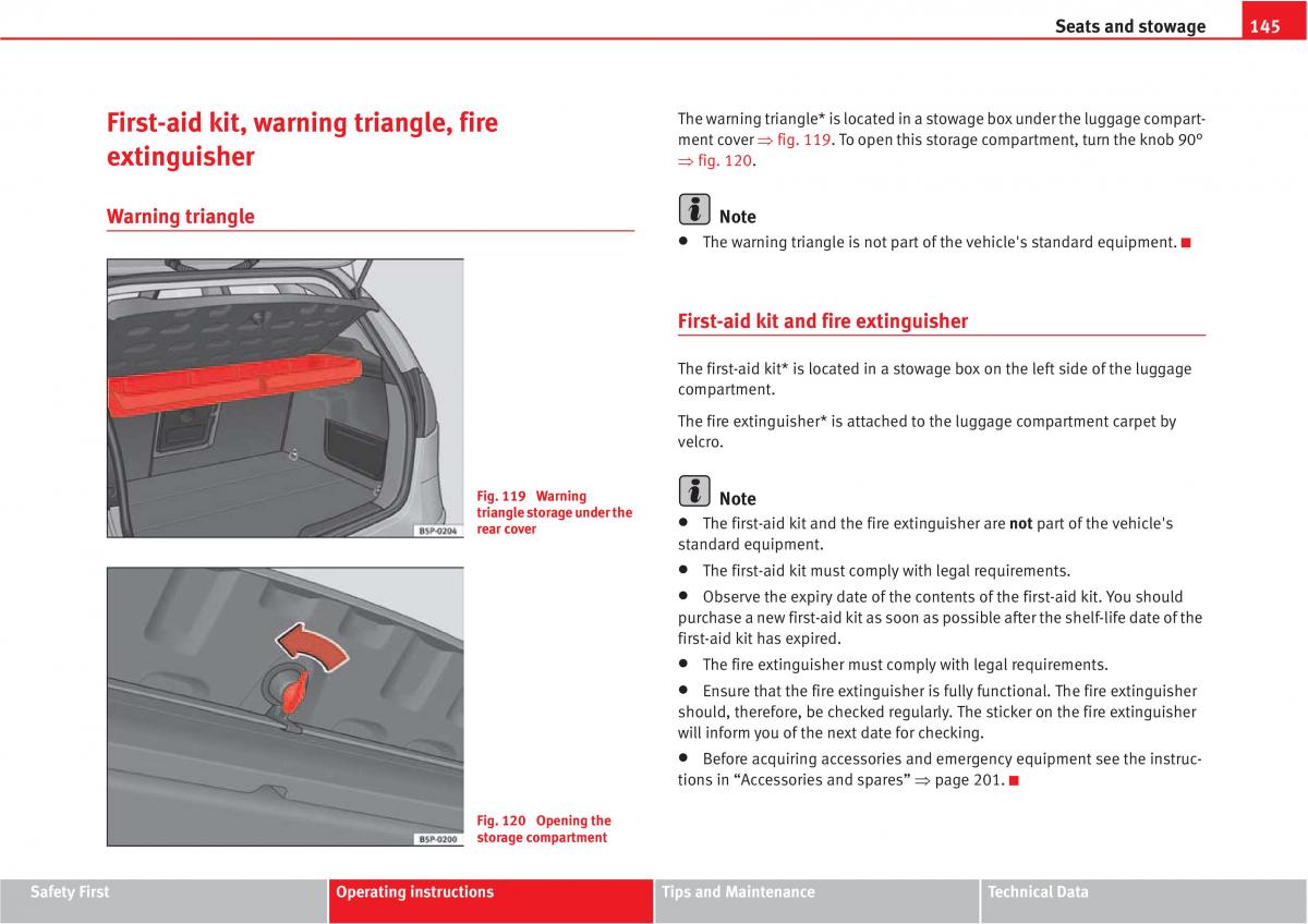 Seat Altea owners manual / page 147