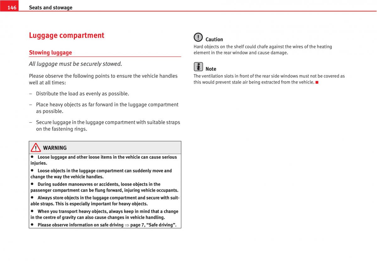 Seat Altea owners manual / page 148