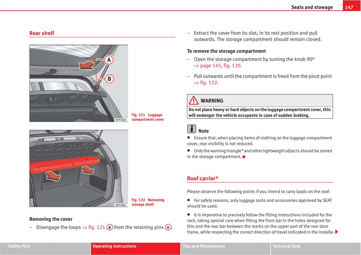 Seat Altea owners manual / page 149