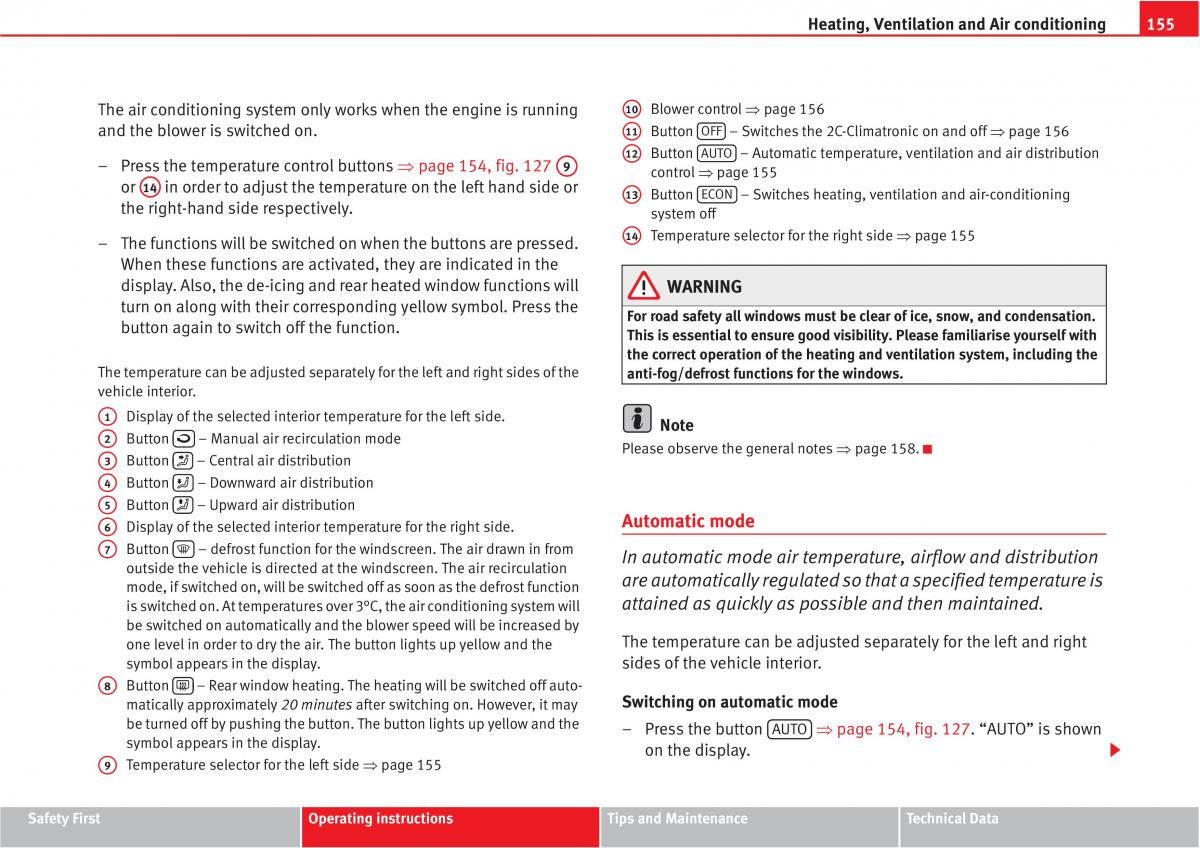 Seat Altea owners manual / page 157