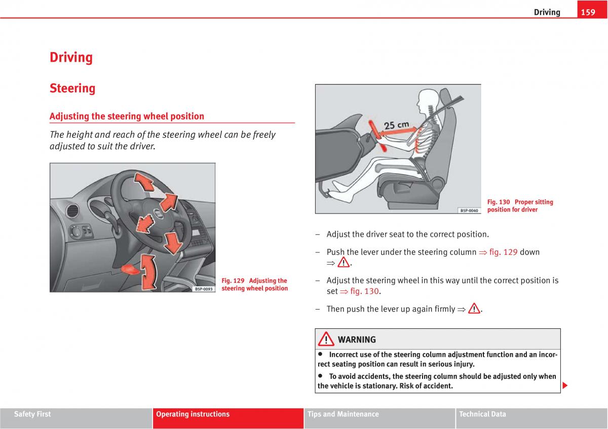Seat Altea owners manual / page 161