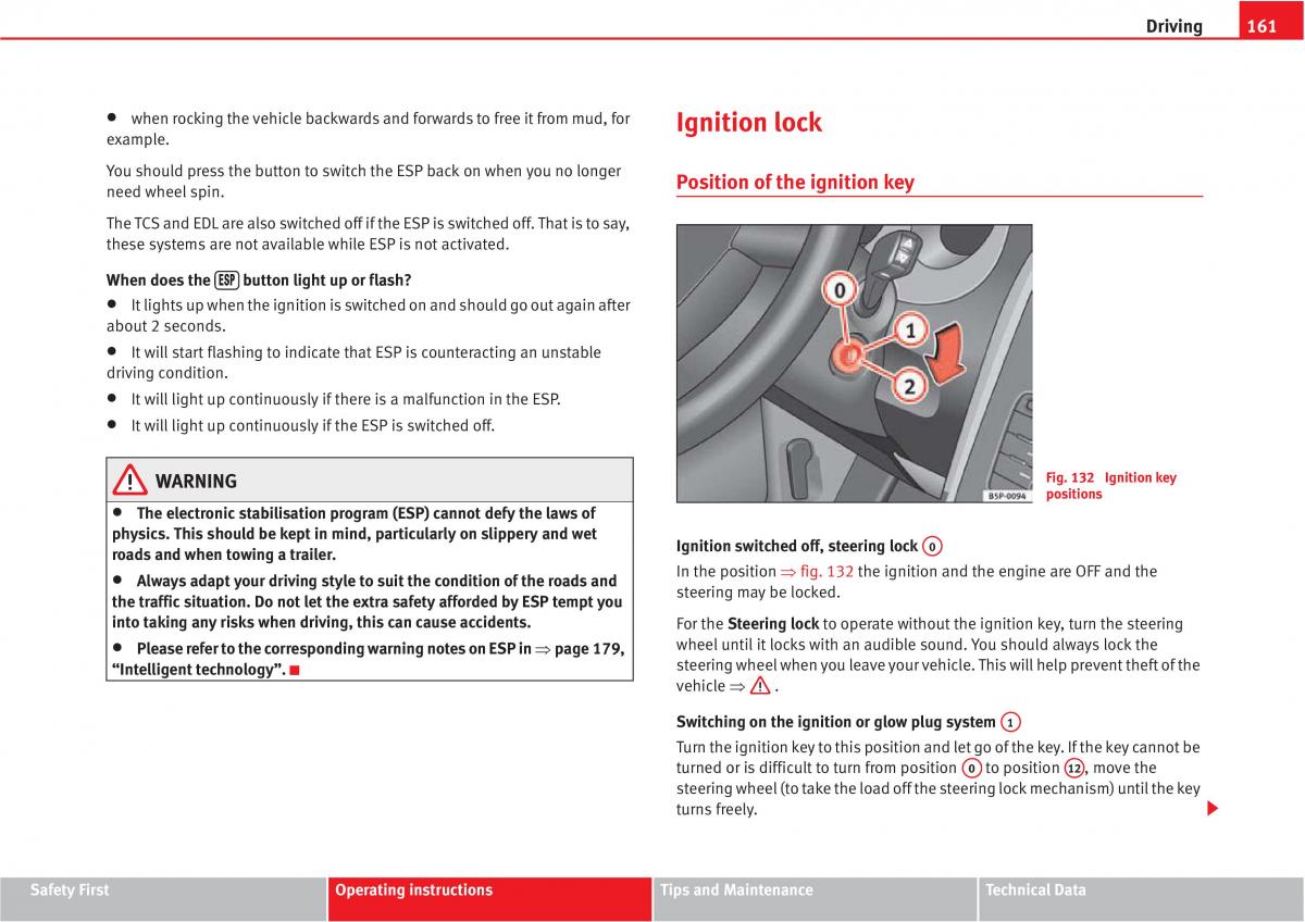 Seat Altea owners manual / page 163