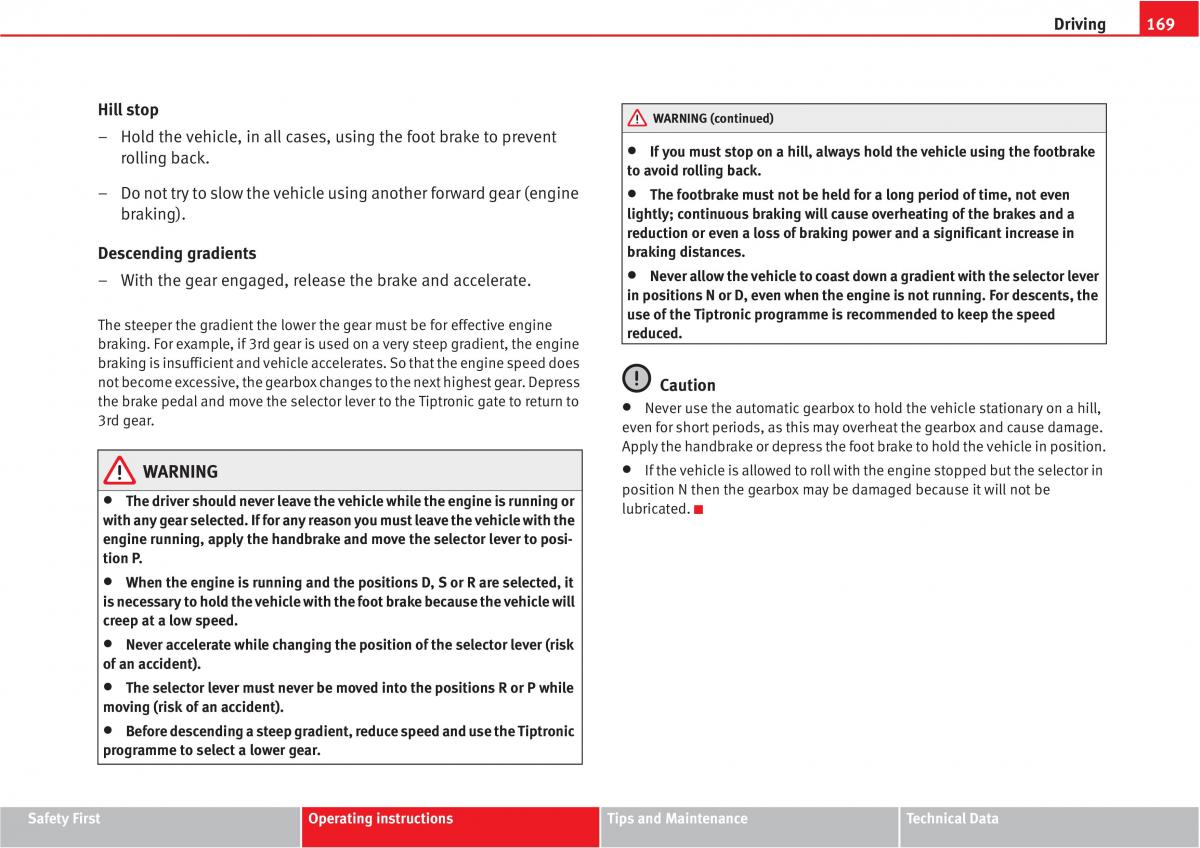 Seat Altea owners manual / page 171