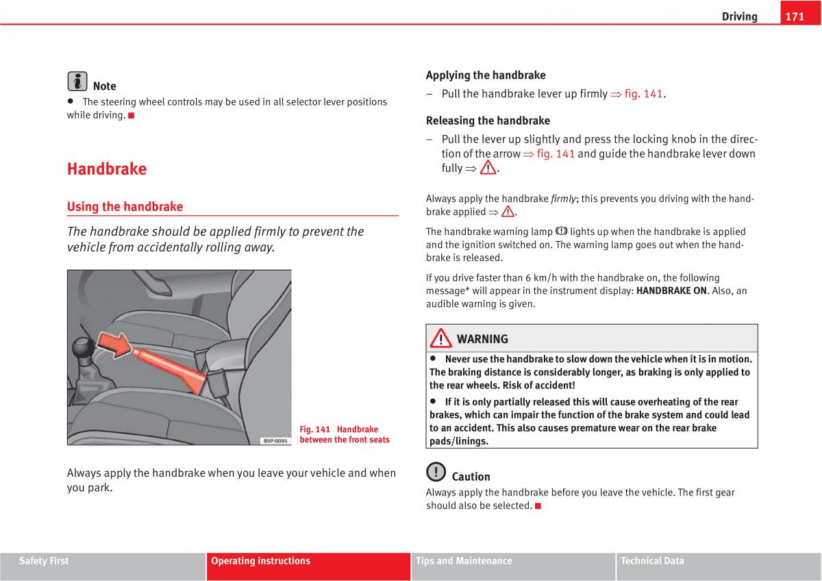 Seat Altea owners manual / page 173