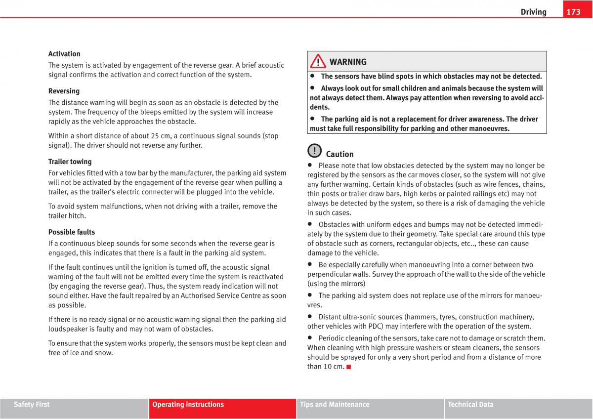 Seat Altea owners manual / page 175