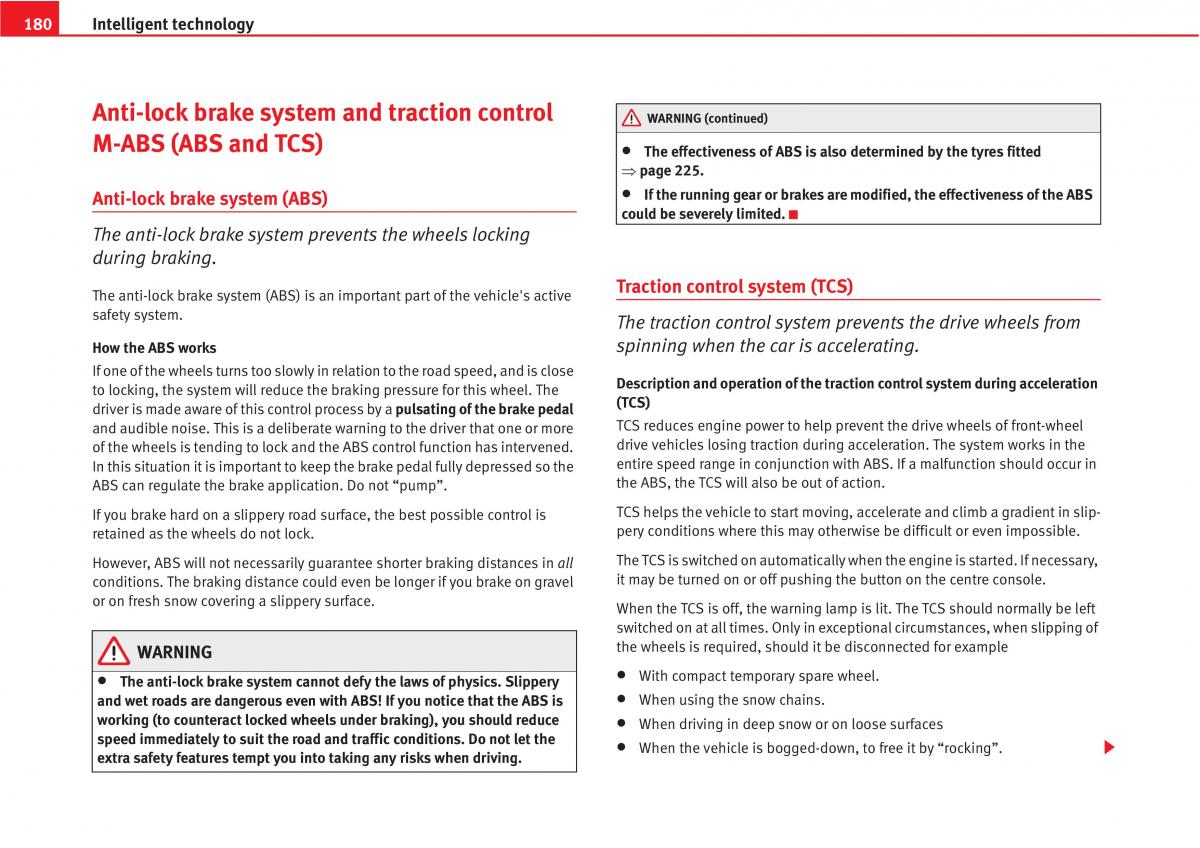 Seat Altea owners manual / page 182
