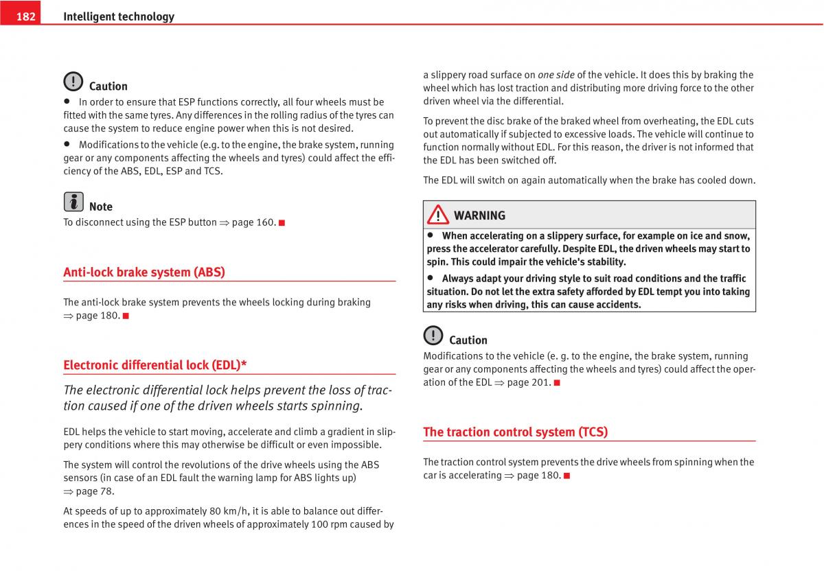 Seat Altea owners manual / page 184