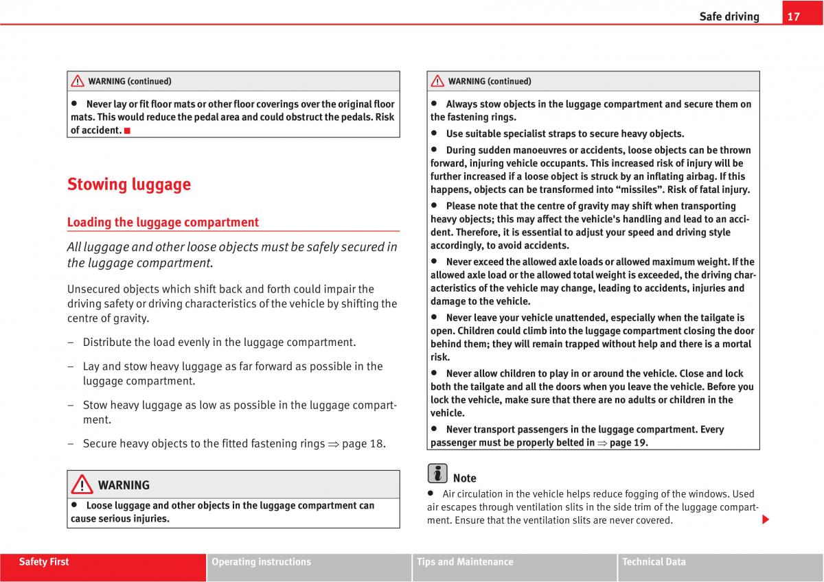 Seat Altea owners manual / page 19