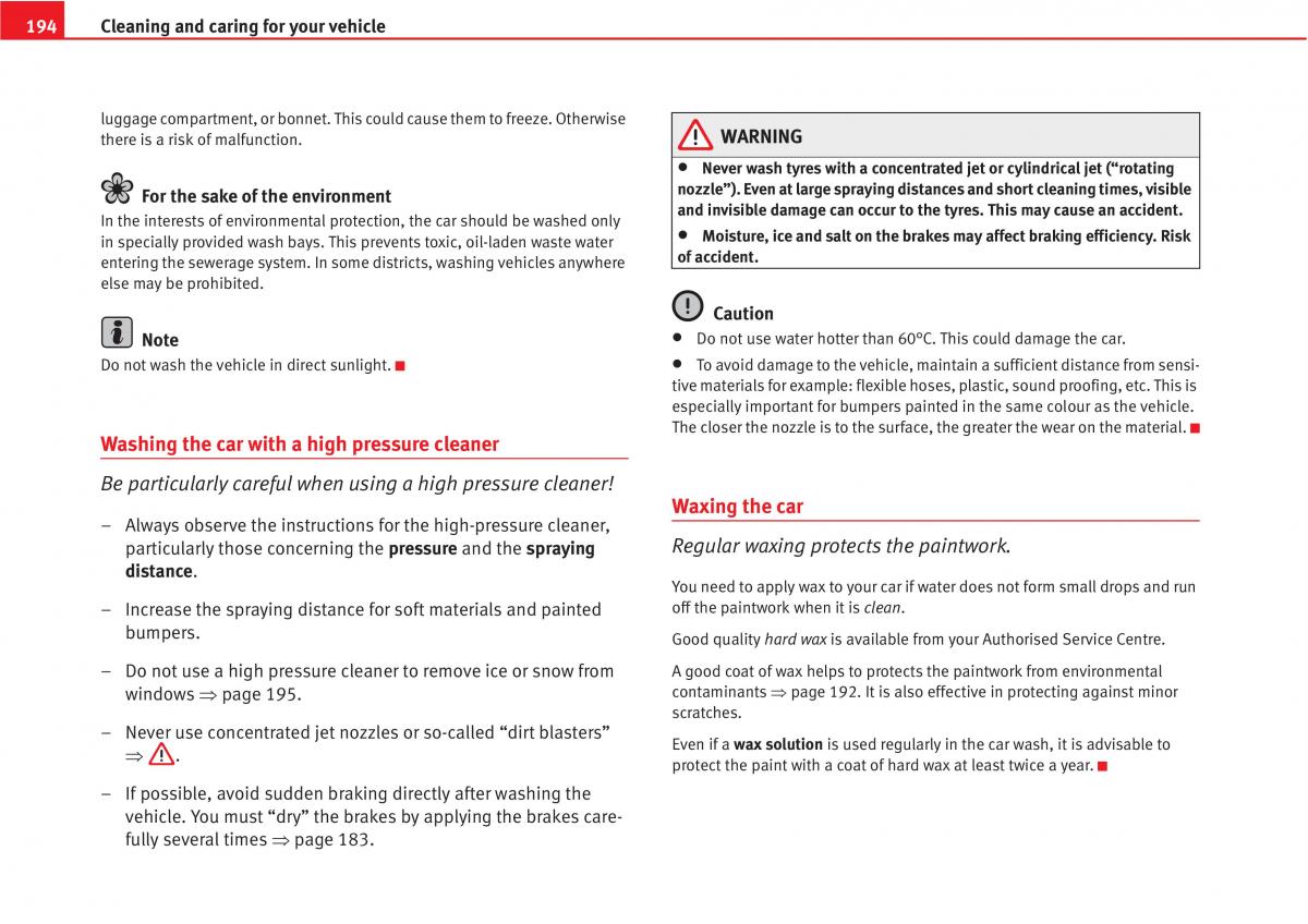 Seat Altea owners manual / page 196