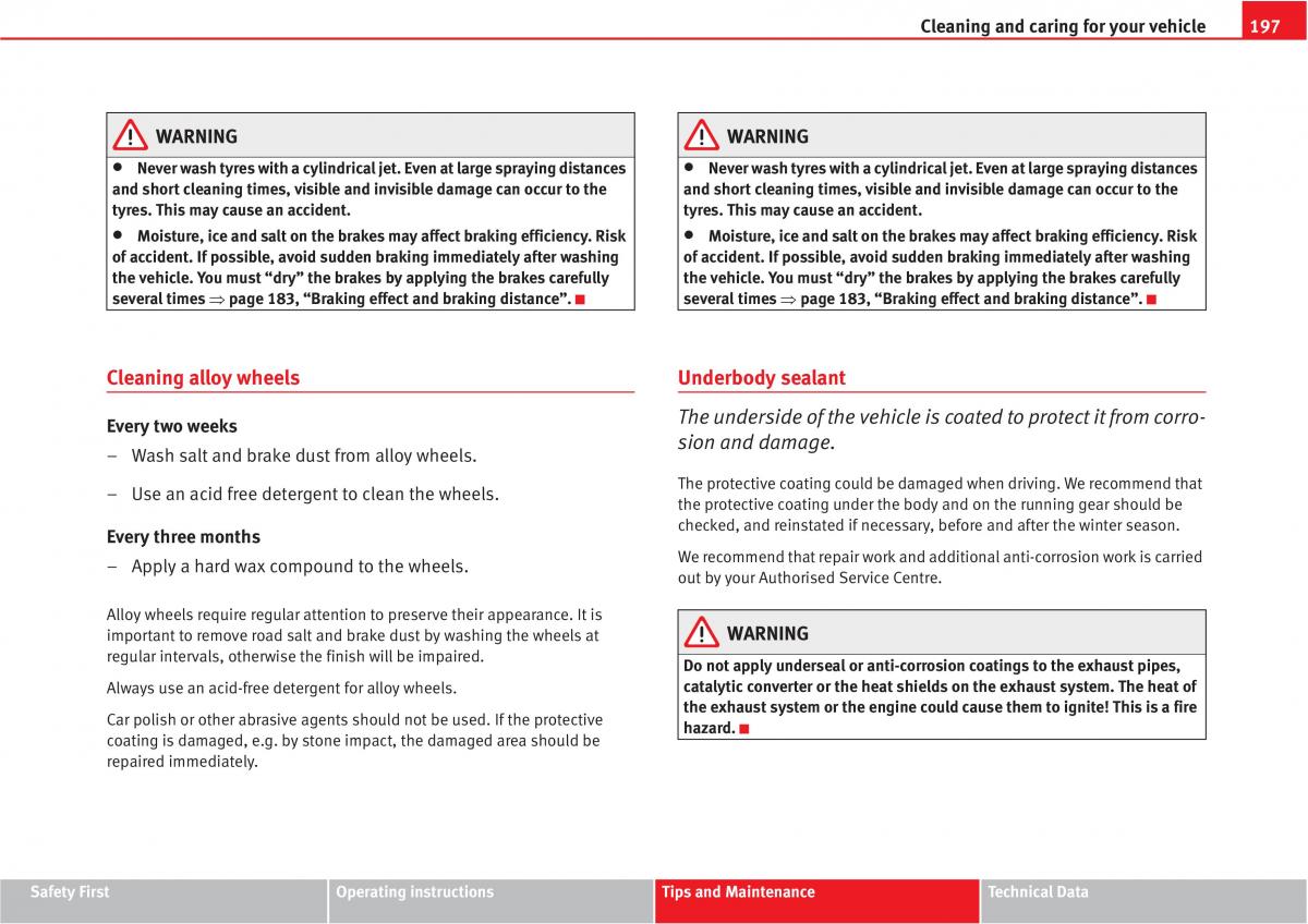Seat Altea owners manual / page 199