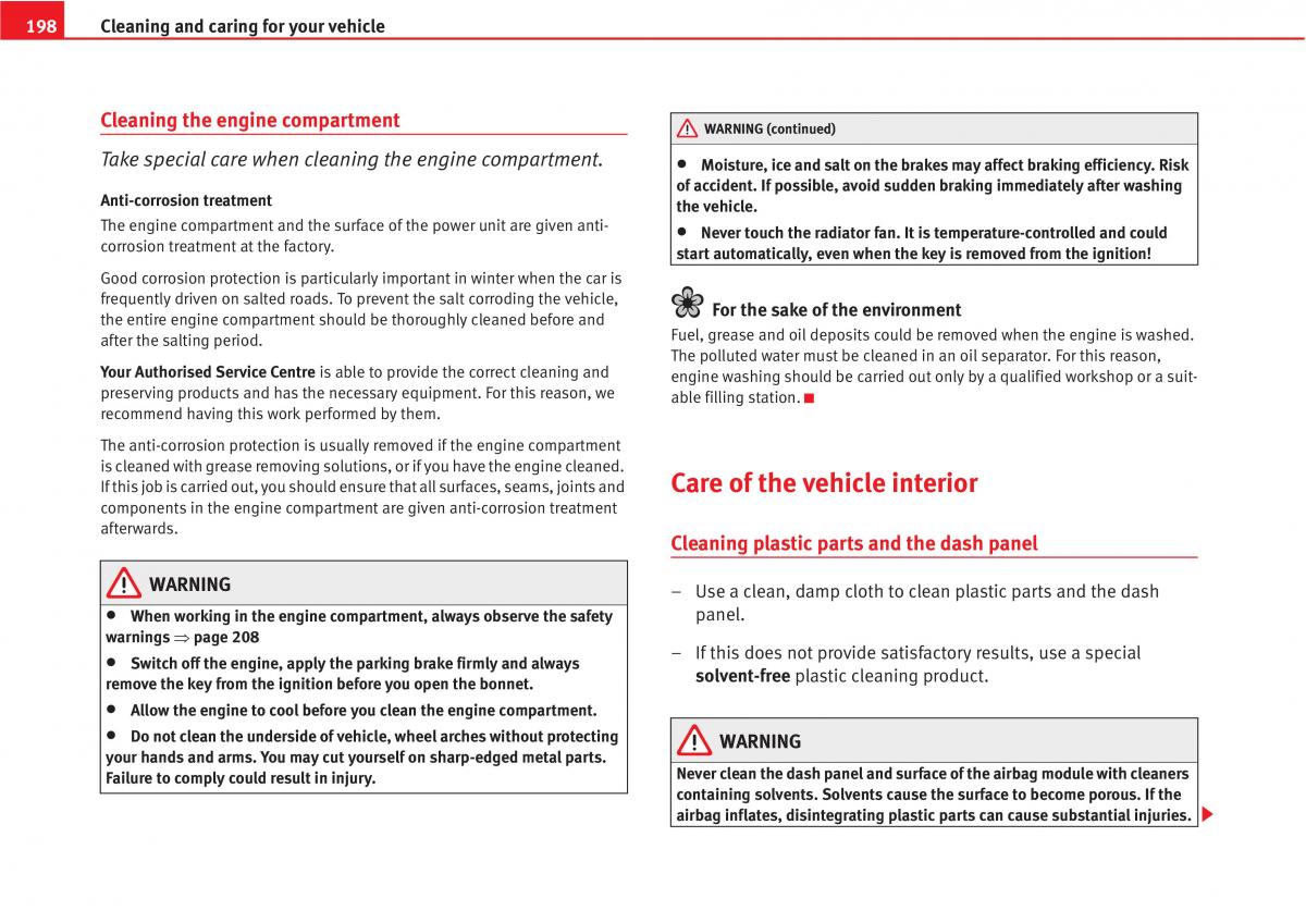 Seat Altea owners manual / page 200